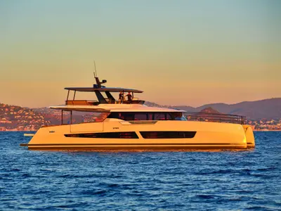 Christal Mio 80, a Fountaine Pajot Power 80 catamaran at Athens, Greece