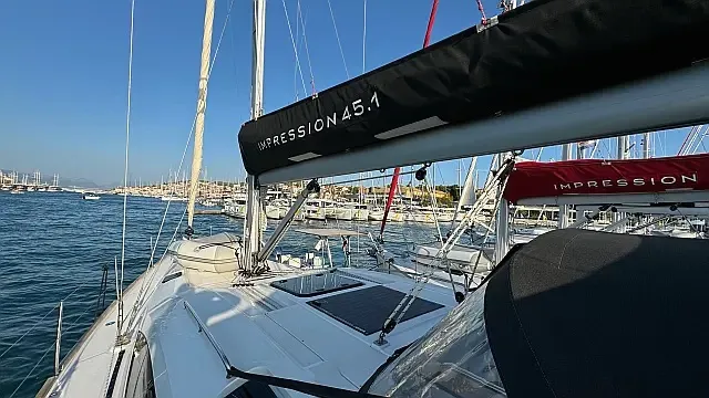 Exterior view of Ziggy, a Elan Impression 45.1 sailboat at Grad Trogir, Croatia