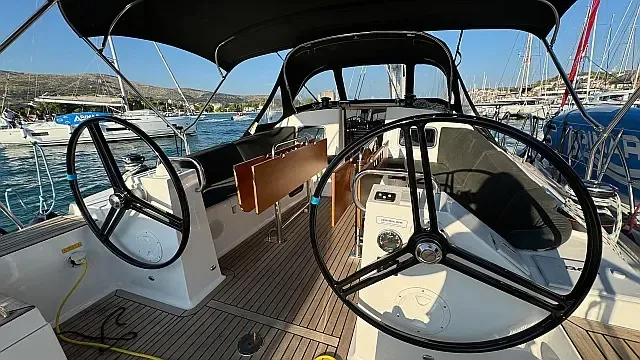 Cockpit of Ziggy, a Elan Impression 45.1 sailboat at Grad Trogir, Croatia