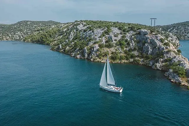 Exterior view of Ziggy, a Elan Impression 45.1 sailboat at Grad Trogir, Croatia