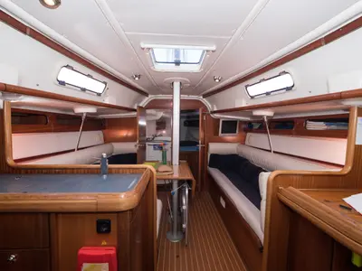 Galley of ARTIX, a Bavaria 38 Match sailboat at Rosignano Solvay, Italy