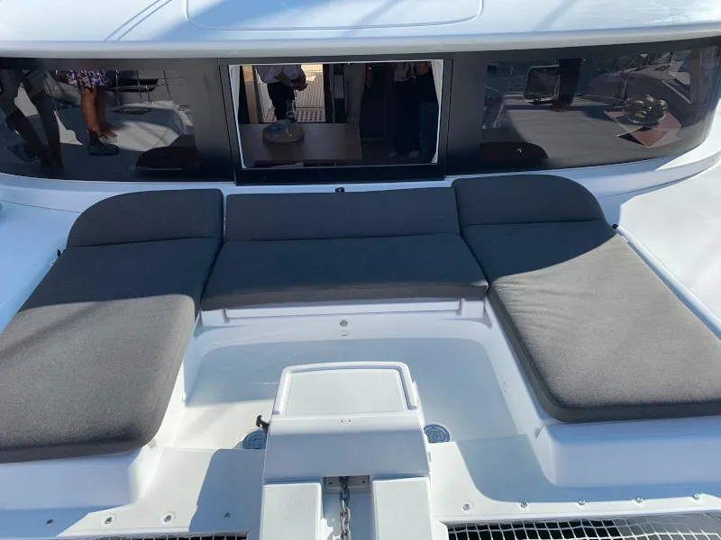Deck of Dream Lagoon, a Lagoon 46 catamaran at Olbia, Italy
