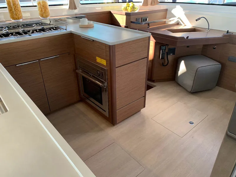 Galley of Dream Lagoon, a Lagoon 46 catamaran at Olbia, Italy