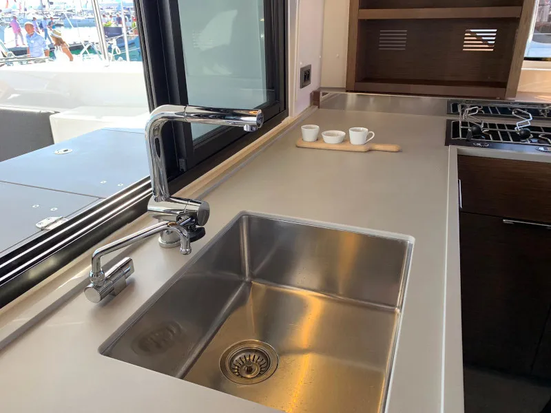 Galley of Dream Lagoon, a Lagoon 46 catamaran at Olbia, Italy