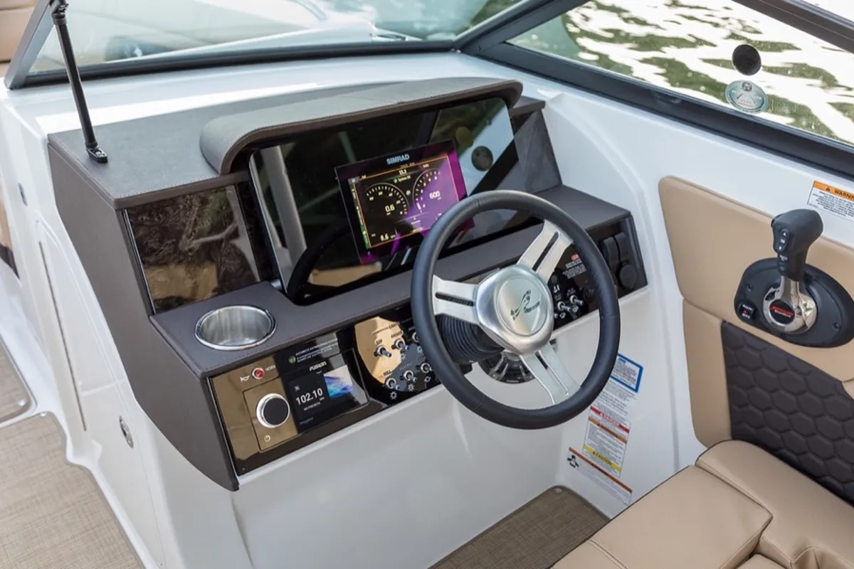Cockpit of Happy Hours, a Sea Ray SDX 270 motorboat at Tribunj, Croatia