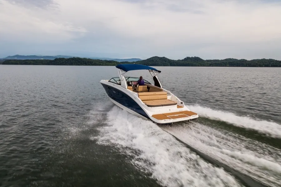 Exterior view of Happy Hours, a Sea Ray SDX 270 motorboat at Tribunj, Croatia