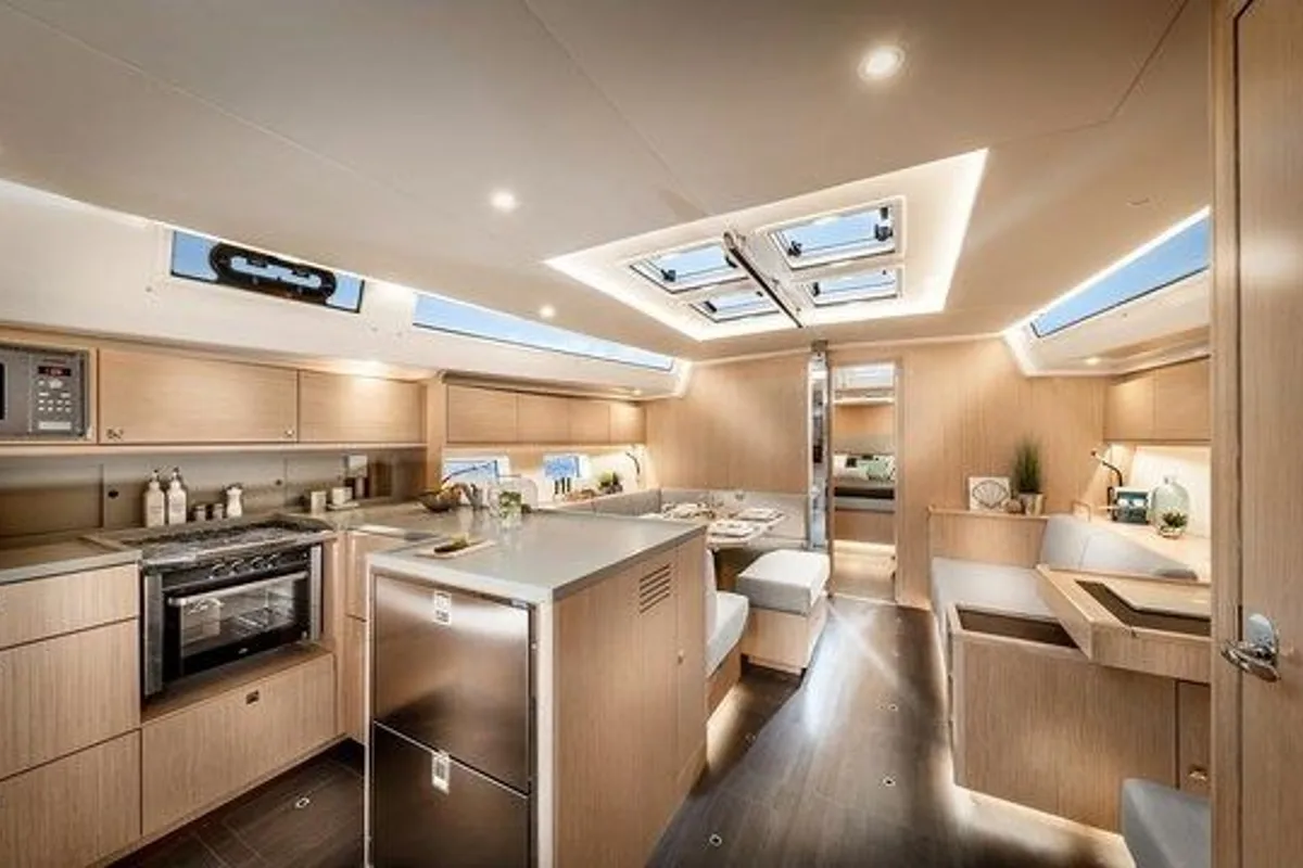 Galley of Dragonfly, a Bavaria C50 Style sailboat at Primošten, Croatia