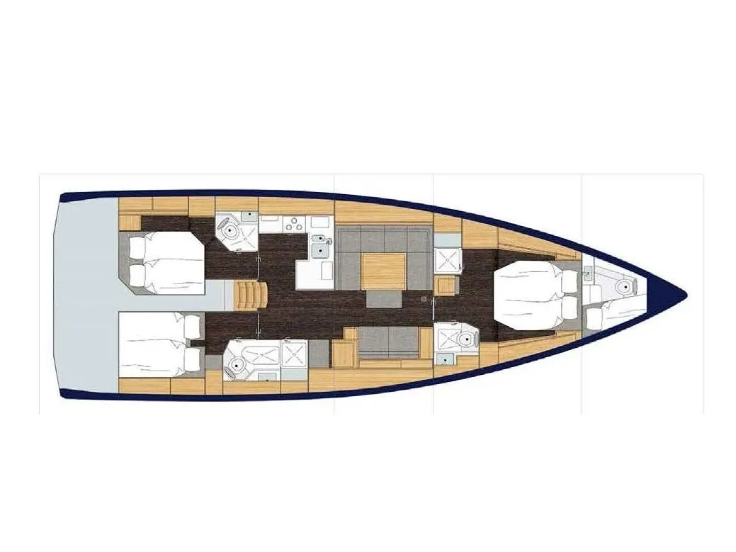 Floor plan of Dragonfly, a Bavaria C50 Style sailboat at Primošten, Croatia