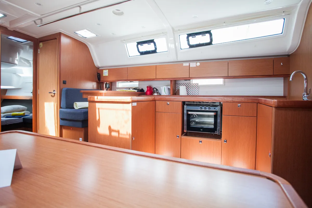 Cabin on Fantasy, a Bavaria Cruiser 51 sailboat at Split, Croatia