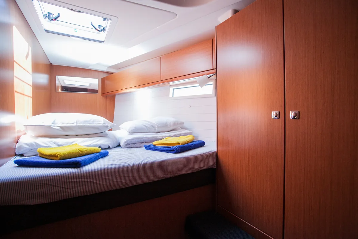 Cockpit of Fantasy, a Bavaria Cruiser 51 sailboat at Split, Croatia