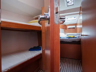 Deck of Fantasy, a Bavaria Cruiser 51 sailboat at Split, Croatia