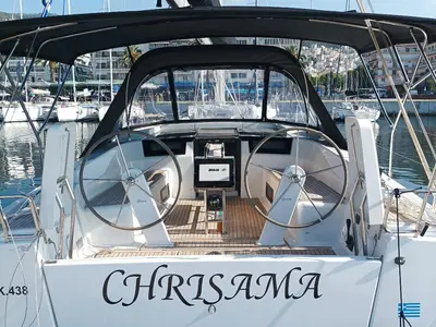 Cockpit of Chrisama, a Hanse 418 sailboat at Kavala, Greece