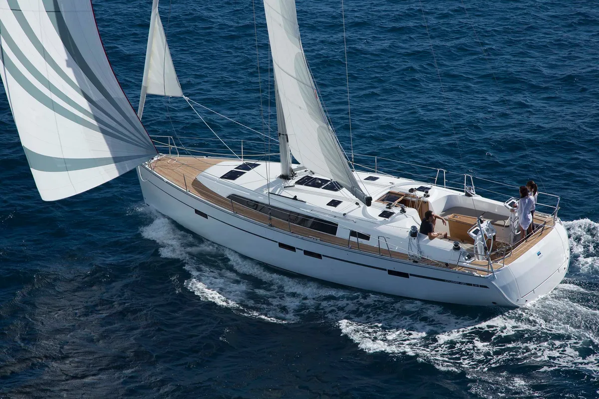 Exterior view of Luna, a Bavaria Cruiser 46 sailboat at Sukošan, Croatia