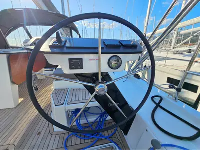 Cockpit of Presto, a Dufour 44 sailboat at Kaštela, Croatia