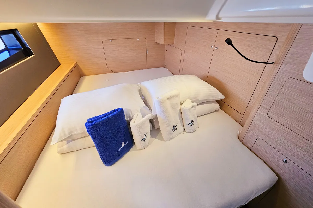 Cabin on Presto, a Dufour 44 sailboat at Kaštela, Croatia