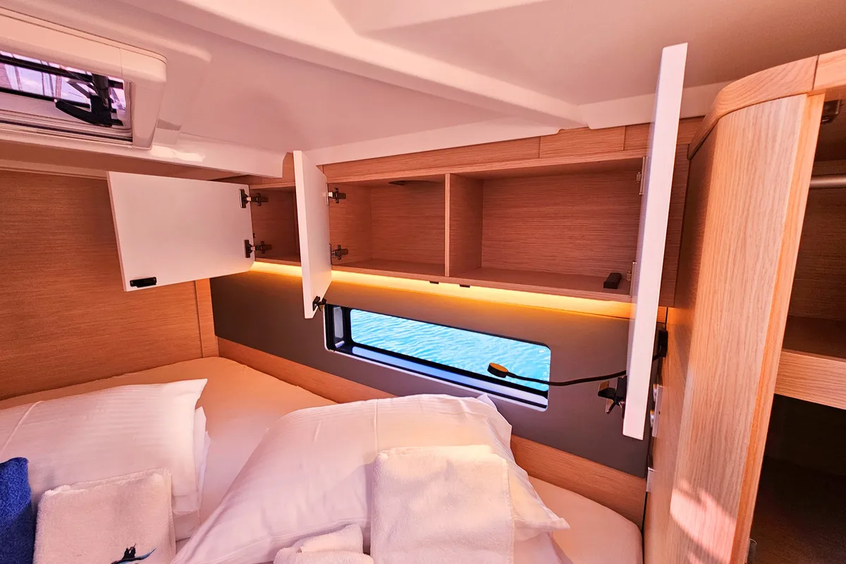 Cabin on Presto, a Dufour 44 sailboat at Kaštela, Croatia