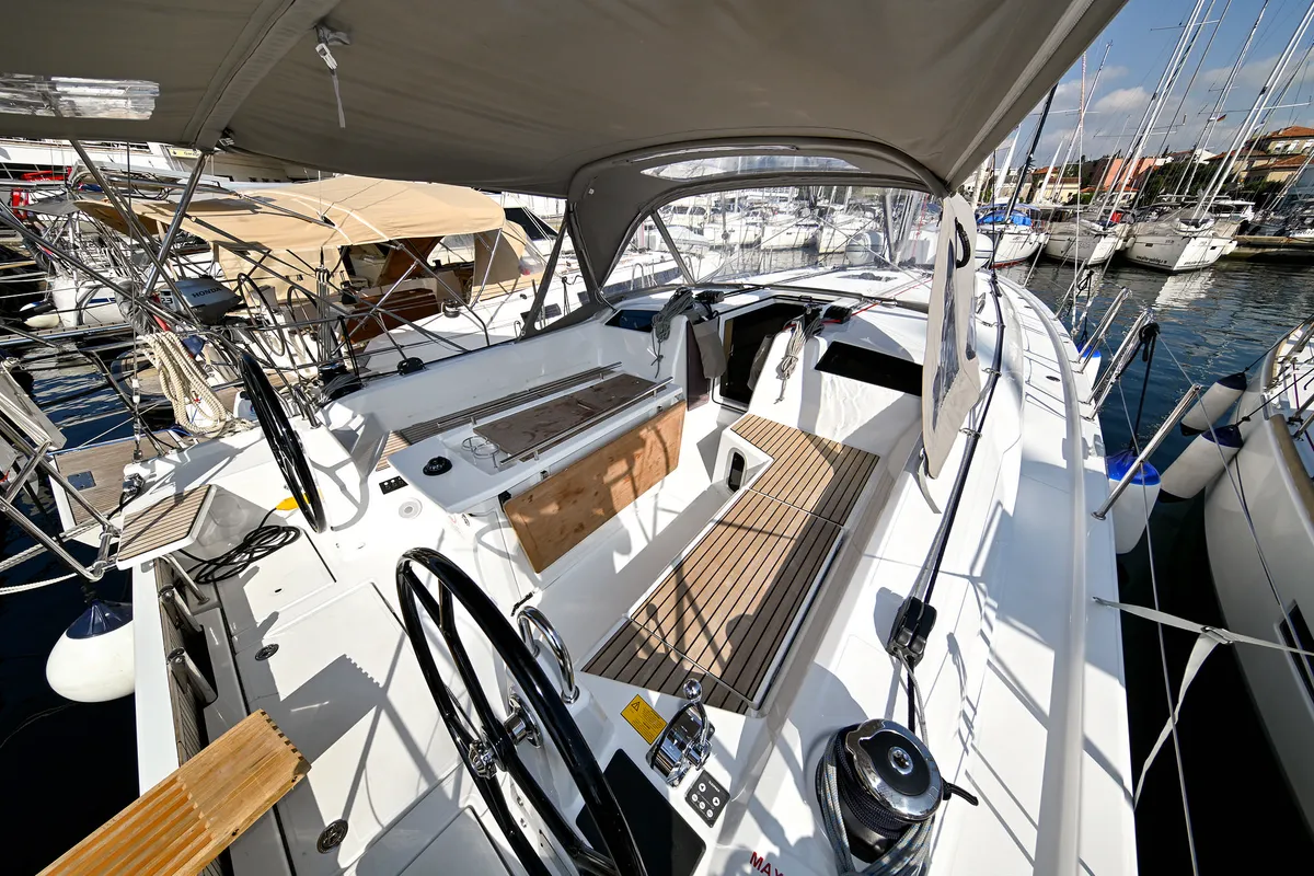 Deck of Orion, a Beneteau Oceanis 40.1 sailboat at Zadar, Croatia