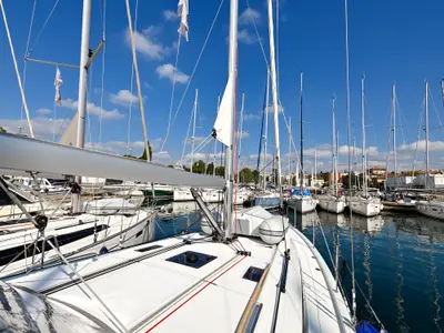 Deck of Orion, a Beneteau Oceanis 40.1 sailboat at Zadar, Croatia