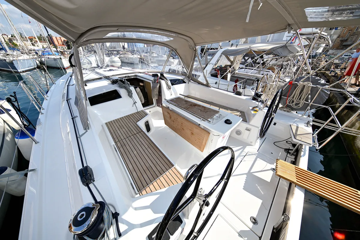 Deck of Orion, a Beneteau Oceanis 40.1 sailboat at Zadar, Croatia
