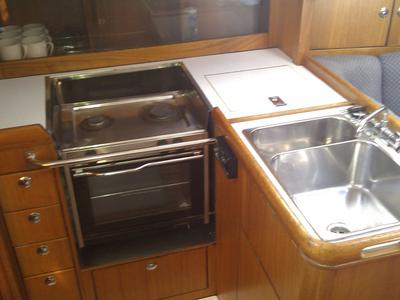 Galley of Anja, a Elan 333 sailboat at Zadar, Croatia