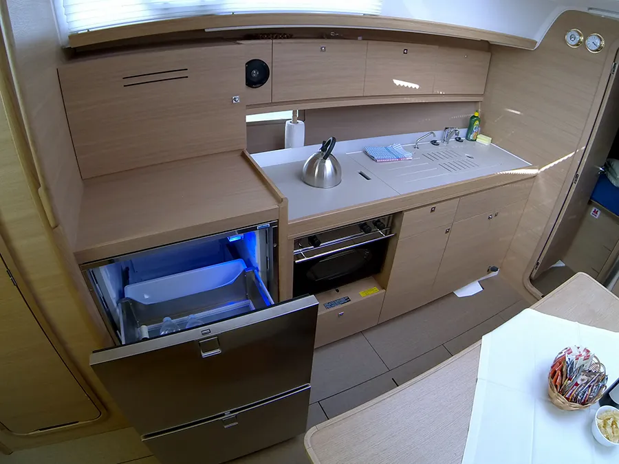 Galley of Major Tom, a Dufour 382 GL sailboat at Grad Šibenik, Croatia