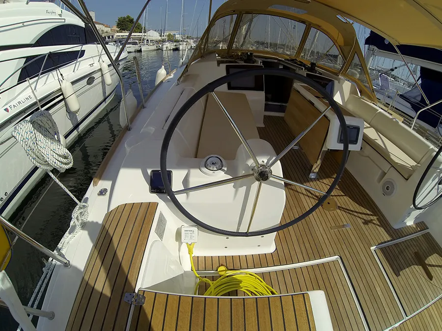 Cockpit of Major Tom, a Dufour 382 GL sailboat at Grad Šibenik, Croatia