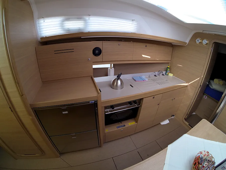 Galley of Major Tom, a Dufour 382 GL sailboat at Grad Šibenik, Croatia