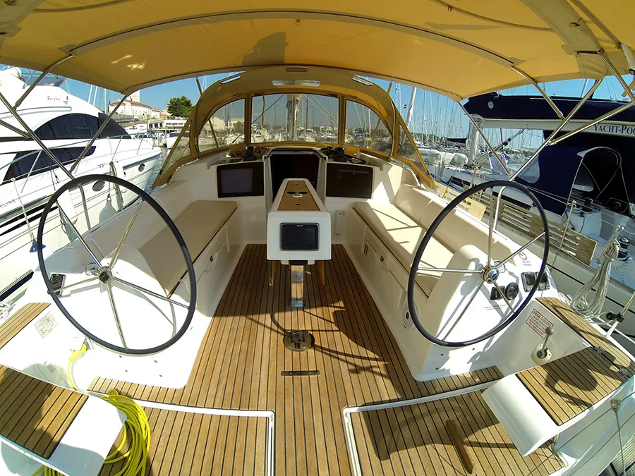 Cockpit of Major Tom, a Dufour 382 GL sailboat at Grad Šibenik, Croatia