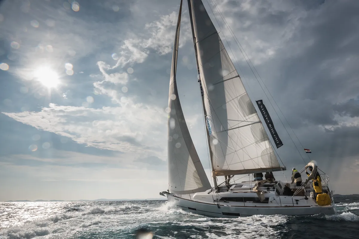 Exterior view of Major Tom, a Dufour 382 GL sailboat at Grad Šibenik, Croatia