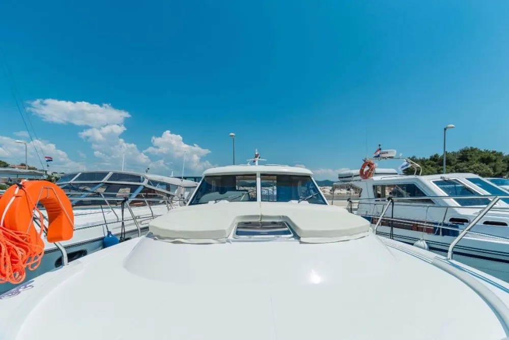 Deck of Mira, a SAS - Vektor Adriana 36 motorboat at Jezera, Croatia