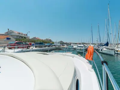 Deck of Mira, a SAS - Vektor Adriana 36 motorboat at Jezera, Croatia