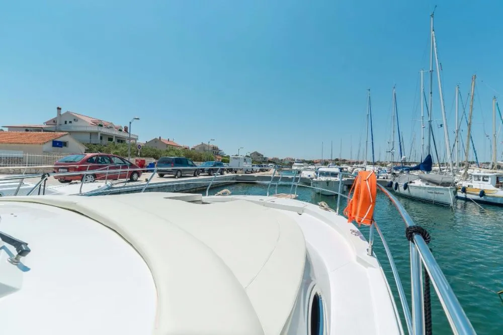 Deck of Mira, a SAS - Vektor Adriana 36 motorboat at Jezera, Croatia