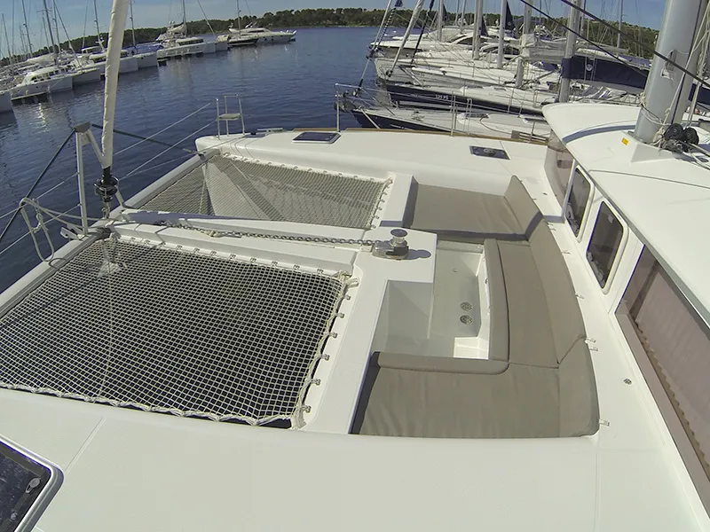 Deck of Marčelina, a Lagoon 450 catamaran at Grad Šibenik, Croatia