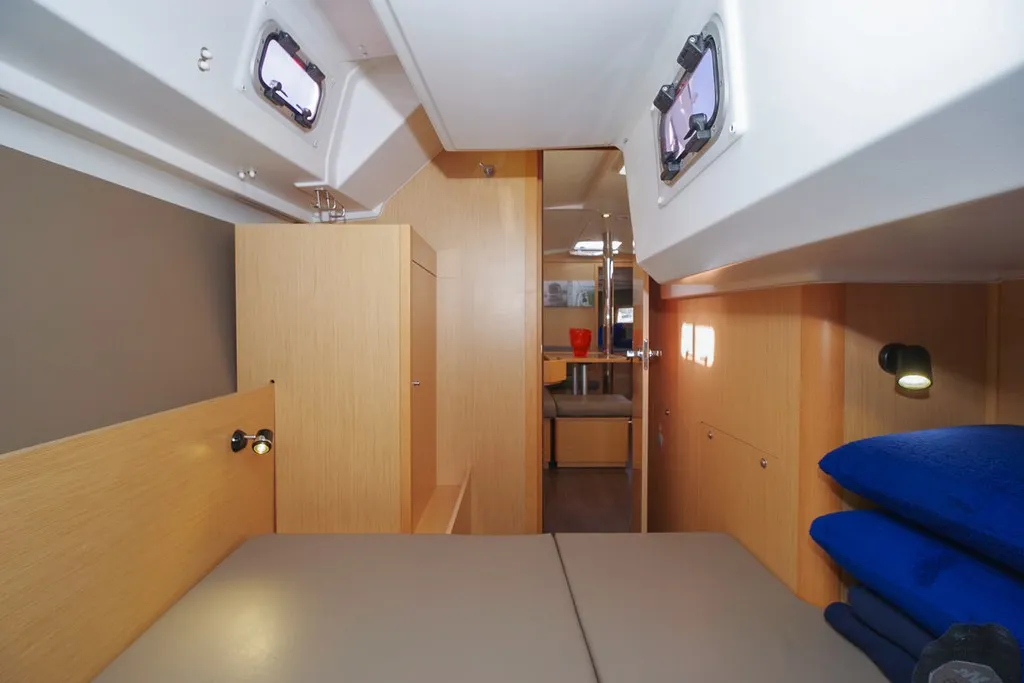 Cabin on MOIN, a Beneteau Oceanis 38 sailboat at Port de Pollença, Spain