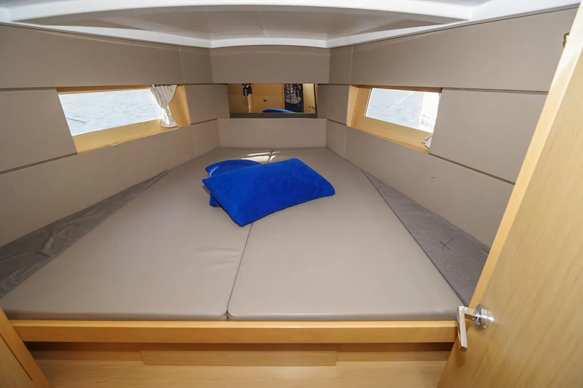 Cabin on MOIN, a Beneteau Oceanis 38 sailboat at Port de Pollença, Spain