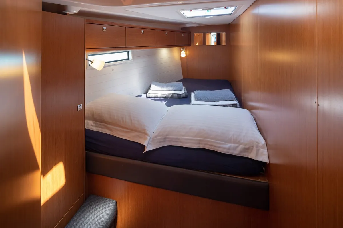 Cabin on Roxane, a Bavaria Cruiser 51 sailboat at Municipal Unit of Lefkada, Greece