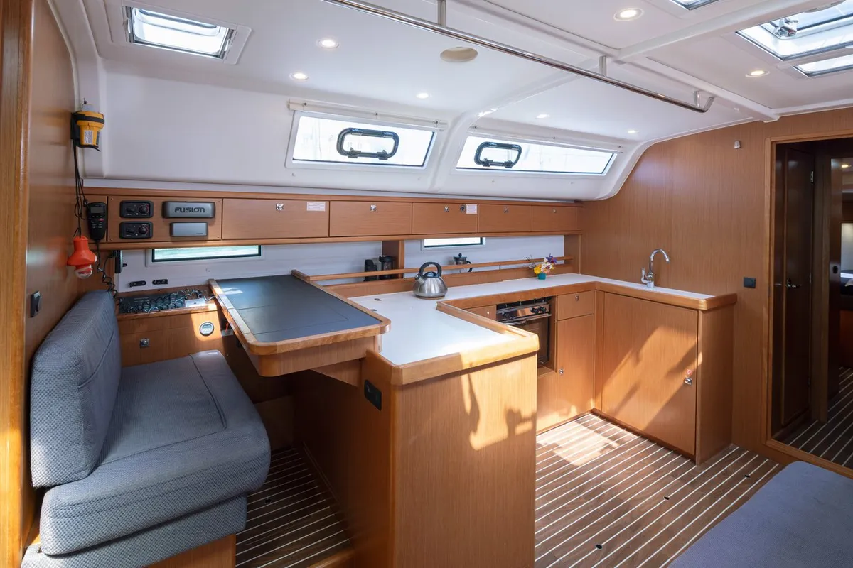 Galley of Roxane, a Bavaria Cruiser 51 sailboat at Municipal Unit of Lefkada, Greece