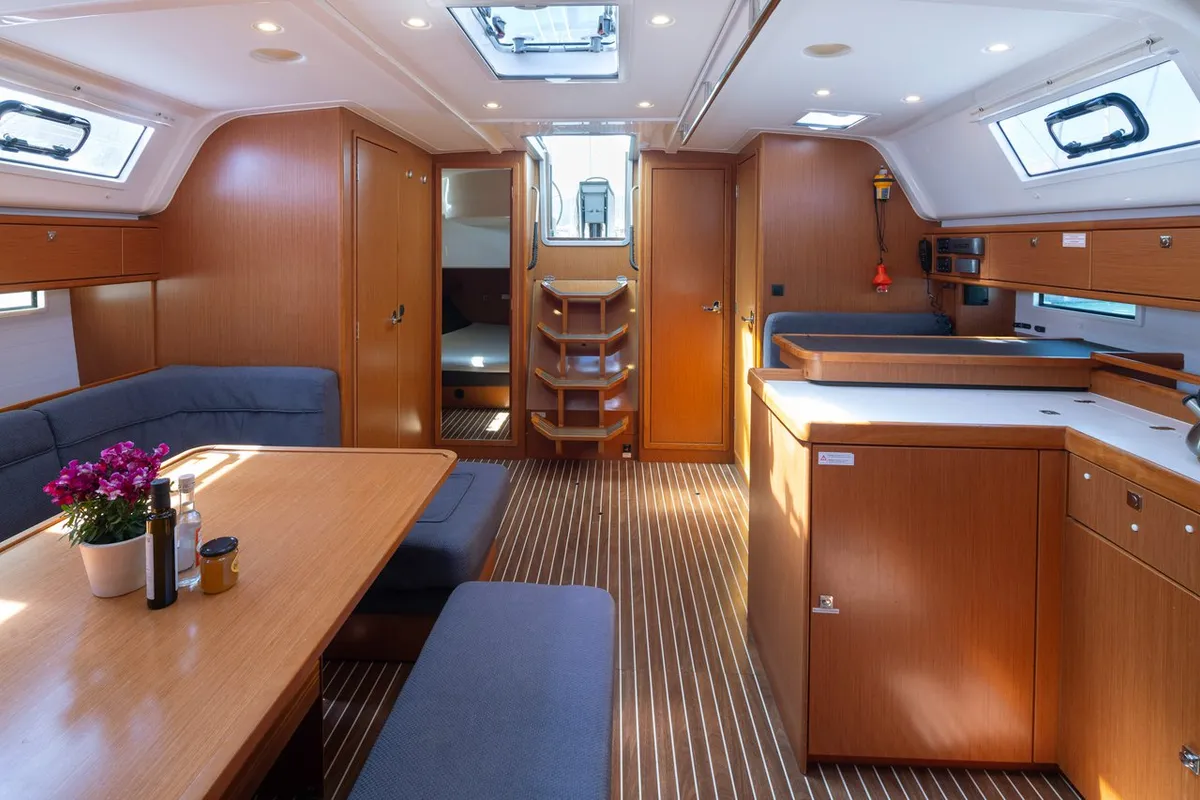 Salon of Roxane, a Bavaria Cruiser 51 sailboat at Municipal Unit of Lefkada, Greece