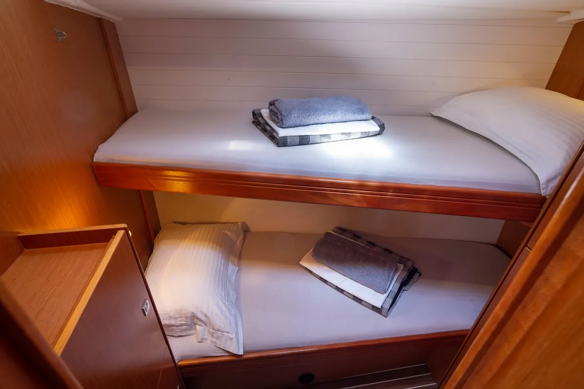 Cabin on Roxane, a Bavaria Cruiser 51 sailboat at Municipal Unit of Lefkada, Greece