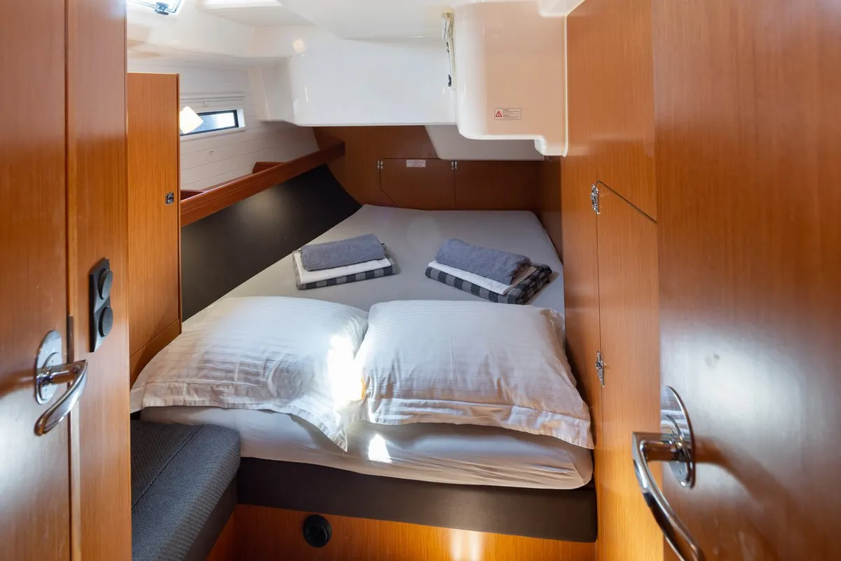 Cabin on Roxane, a Bavaria Cruiser 51 sailboat at Municipal Unit of Lefkada, Greece