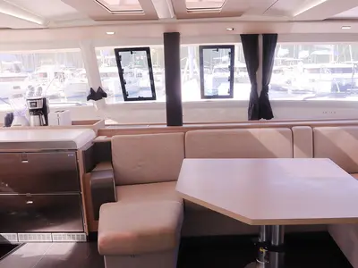 Salon of No Shoes_X, a Fountaine Pajot Tanna 47 catamaran at Road Town, British Virgin Islands