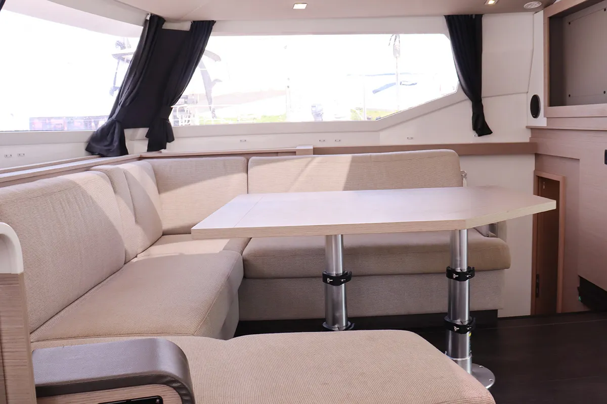 Salon of No Shoes_X, a Fountaine Pajot Tanna 47 catamaran at Road Town, British Virgin Islands