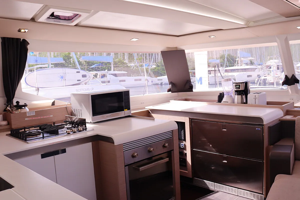 Galley of No Shoes_X, a Fountaine Pajot Tanna 47 catamaran at Road Town, British Virgin Islands