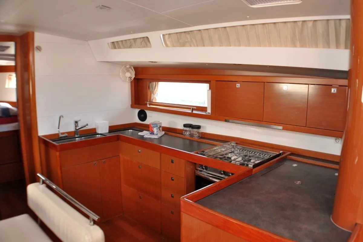 Galley of Cheeky Lady, a Beneteau Oceanis 48 sailboat at Punat, Croatia