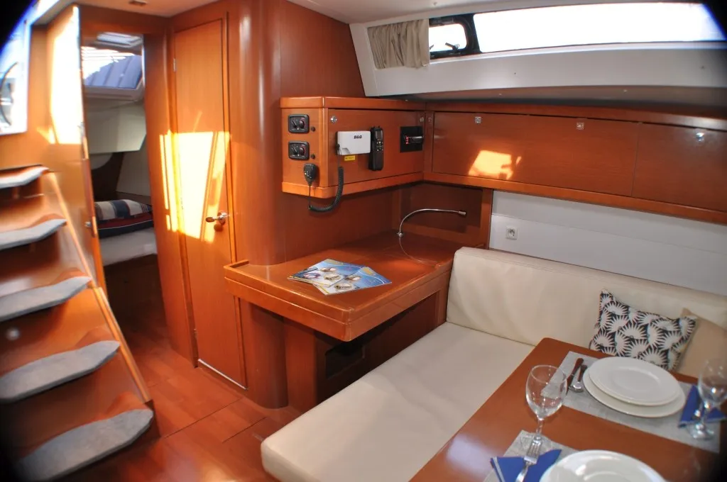 Salon of Cheeky Lady, a Beneteau Oceanis 48 sailboat at Punat, Croatia