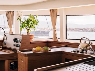 Galley of PNOE, a Lagoon 42 catamaran at Municipality of Kalamata, Greece