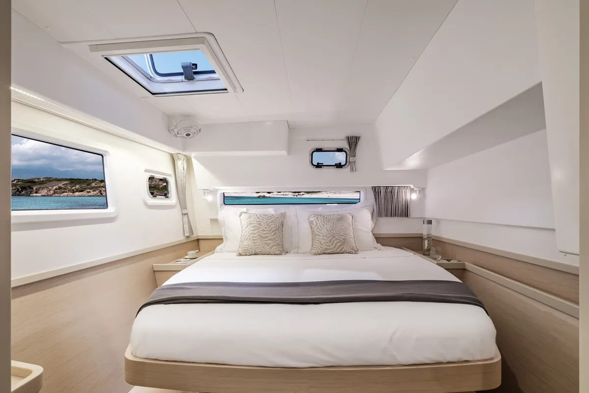 Cabin on PNOE, a Lagoon 42 catamaran at Municipality of Kalamata, Greece