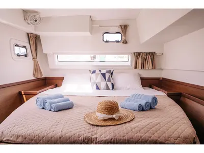 Cabin on PNOE, a Lagoon 42 catamaran at Municipality of Kalamata, Greece
