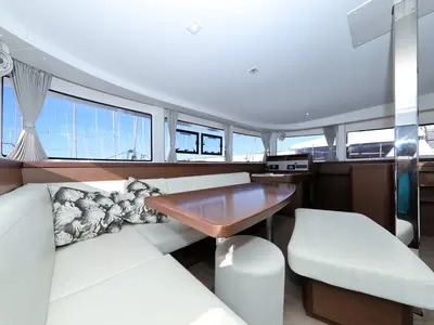 Salon of Madre Perla, a Lagoon 42 catamaran at Sukošan, Croatia