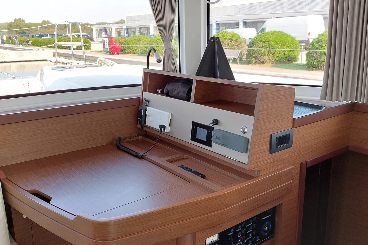 Cockpit of Madre Perla, a Lagoon 42 catamaran at Sukošan, Croatia